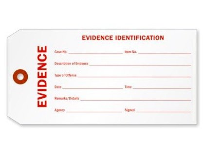 Evidence Identification Tag, 25 Tags/Pack, 6.25" x 3.125"
