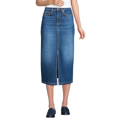 Lands' End Women's Soft Denim Midi Column Skirt