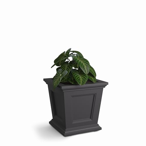 Mayne Fairfield 16-Inch Square Planter Self-Watering Weather-Resistant Planter for Flowers Durable Outdoor Design for Patio Porch or Entryway