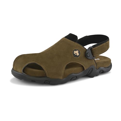 Image of Centrino Men's Sandals | Slingback Strap with Cushioned Black Footbed | Closed-Toe Clog Sandals | Stylish Sandal with Grip Insole | Comfortable Casual Footwear for Office, Travel & Walking (9585)