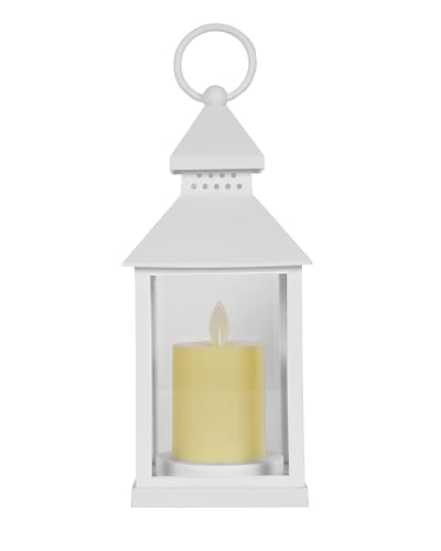 Image of Homesake 1 Pc Flameless and Smokeless Acrylic Antique LED Hurricane Lamp Wall Hanging for Home, Living Room Corner, Festive Decor, Diwali Decoration for Home, Classic, White