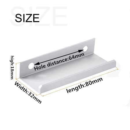 MARGUERASW Set of 10 Modern Silver Aluminium Alloy Pull Handles, Brushed Finish, 64mm Hole Distance - Image 2