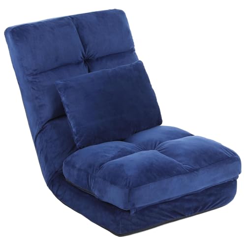 Catálogo para Comprar On-line Sillas de suelo comprados en linea. 47 DeeLyan - Sofá para interior, silla de suelo con soporte trasero para adultos, silla reclinable de ajuste de ángulo 14, tumbona plegable con almohada (azul)