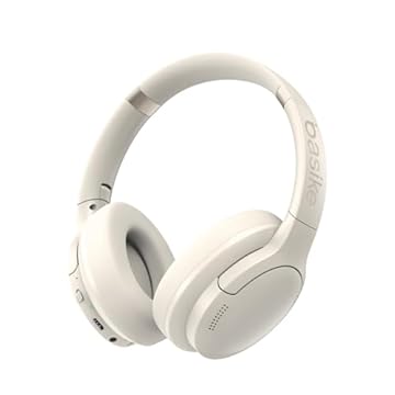 Basike Fone de Ouvido Bluetooth, ANC Cancelamento de Ruído Ativo Headphone Bluetooth 5.3+EDR, Som Surround 3D, Headset com Microfone, Certificação Hi-Pure Audio, 30 horas reprodução, Y6 (Branco)
