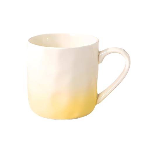 Taza de cerámica color macaroon 13 oz con asa amarillo miniatura 1