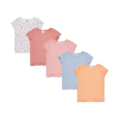 Image of Cudlie 5-Pack Toddler /Baby Girl Short Sleeve Tops - Premium Quality Shirt Tops for Lightweight Comfort and Style.