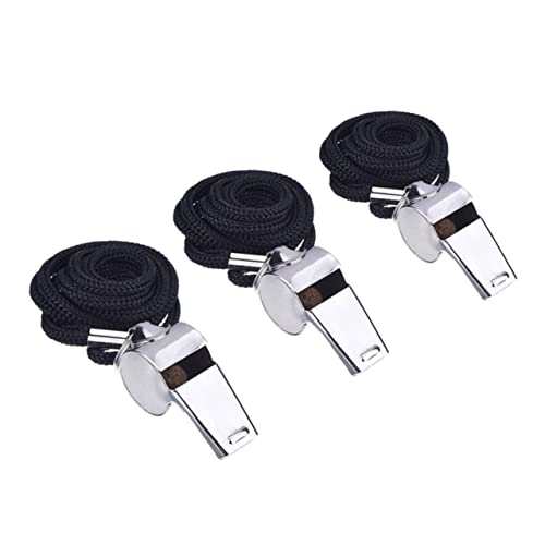 3 silbatos de acero inoxidable GANAZONO con cuerda negra