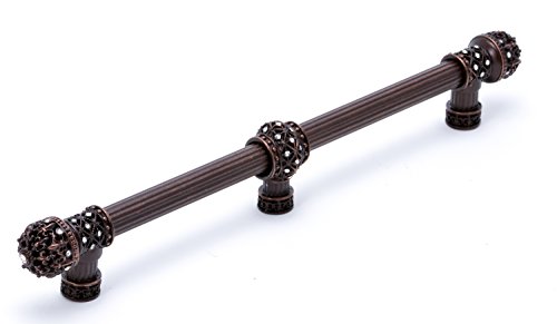 Get Special Price Carpe Diem Hardware 76547643-22C Versailles Fleur De LYS 9-Inch OC Long Pull Finial with Swarovski Crystals and Center Brace, Oil Rubbed Bronze