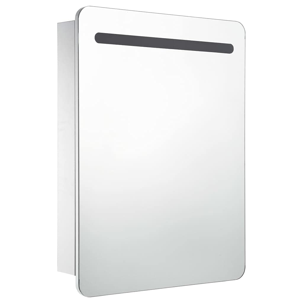 vidaXL Armario de Cuarto de Baño con Espejo y LED Mobiliario Hogar Accesorios Muebles Organización Almacenamiento Estilo Moderno Funcional 60x11x80cm