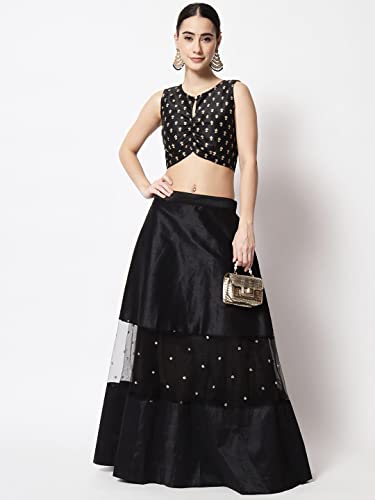 Image of studio rasa Women's Dupion Hand Block Printed Readymade Top for Festive Wedding Party
