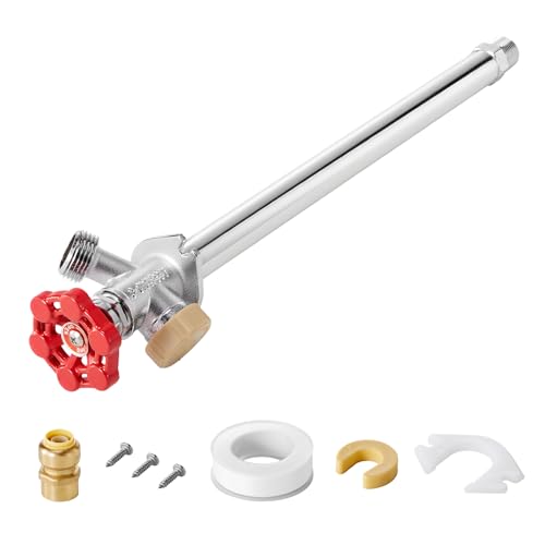 VEVOR Anti-Siphon Frost-Proof Sillcock, 12' Freeze Proof Outdoor Faucet Bib with Backflow Preventer, 1/2' Push-to-Fit Connector X 3/4' Hose Bibb, No Lead Frost-Free Spigot for PEX Copper CPVC Pipes