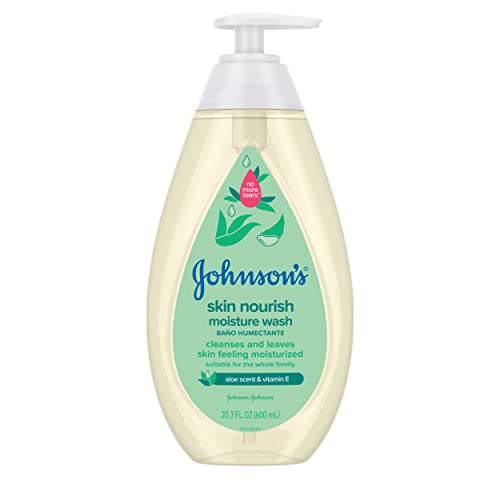 Johnson’s Skin Nourishing Moisture Baby Body Wash with Aloe Scent & Vitamin E, Hypoallergenic & Tear Free Bath Wash for The Whole Family, Paraben- & Sulfate-Free, 20.3 fl. oz