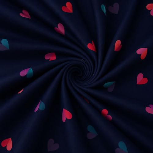 Image of Castiqa Elastic Fitted Supersoft Premium Polycotton 200TC King Size Bedsheet with 2 Pillow Covers (Fits Upto Mattress of 8 Inches) (Blue Multi Heart, Full 72x78x8 Inch)