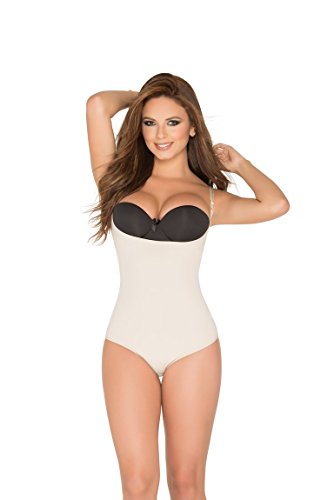 Shapewear Lycra - Nylon Body Shaper Braless Adjustables Straps.thong Nude #TOP1