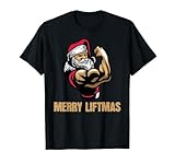 maglietta natalizia con babbo natale, palestra, bodybuilding, fitness, merry liftmas maglietta