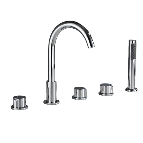 Ensemble de robinets de douche murale chrome à 5 trous pour baignoire LWX avec tuyau
