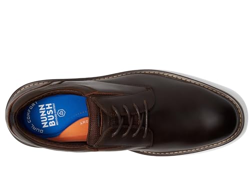 Image of Nunn Bush Griff Plain Toe Oxford Lightweight and Comfortable for All Occasions Leather Lace Up