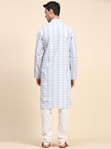 Image of SKAVIJ Men's Viscose Rayon Festive Printed Cotton Kurta Pajama Set | Traditional Ethnic Wear for Men | Perfect for Diwali, Wedding & Festive Celebrations