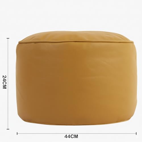 Image of Premium Faux Leather Footstool /Footrest /Pouffe | EPS Beans Filled | Ready to Use | Soft Cushioned Ottoman | Durable Leatherette Finish | Living Room, Bedroom & Office Color- (Yellow)