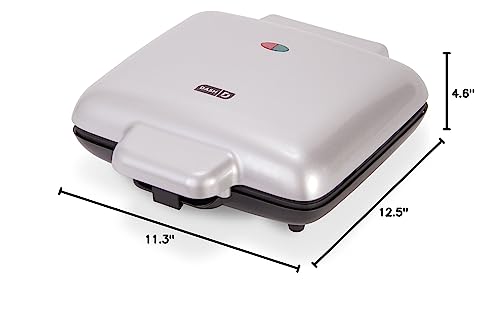 DASH No-Drip Waffle Maker: Waffle Iron 1200W + Waffle Maker Machine For Waffles, Hash Browns, or Any Breakfast, Lunch, & Snacks with Easy Clean, Non-Stick + Mess Free Sides - Silver