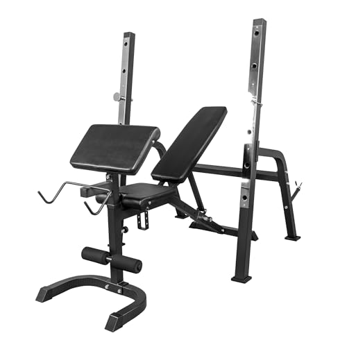 GORILLA SPORTS® Multifuncional Banco de Pesas con discretos langhantelablage, Ajustable y Plegable, Negro