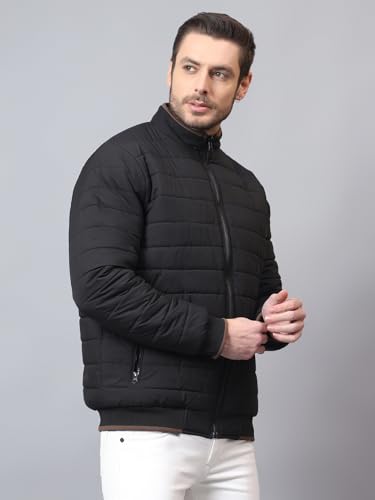 Image of Cantabil Solid Beige Full Sleeves Mock Neck Regular Fit Men's Casual Reversible Jacket | Casual Winter Jackets for Men | Mens Jackets for Winter Wear (P MJKT00239)