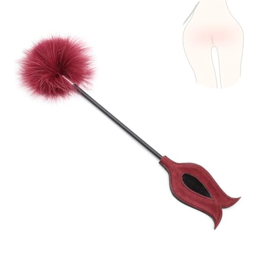 Látigo de plumas rojas accesorio divertido para juegos de fiesta