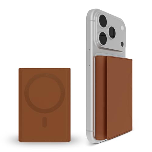 Image of GRIPP Mag Pocket Wallet Card Holder Compatible with Mag-Safe for iPhone 17 /16 /15 /14 /13 /12 Series & All Mag-Safe Phone Cases, Premium Leather, Strong Magnetic Alignment - Brown