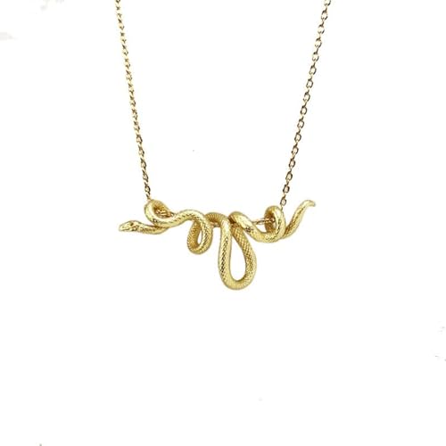Chunky Snake Pendant Necklace for Women Gold Snake Statement Necklace Vine Snake Chain Necklace Chunky Adjustable Snake Necklace Fashion Simple Jewelry (Gold)