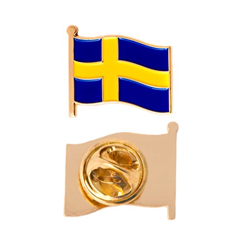 Image of Desert Cactus Sweden Flag Lapel Pin SWE Sweden Made of Metal for Formal Wear, Bag and Hat Jewelry, and Tie Tack (Waving Flag Lapel Pin)