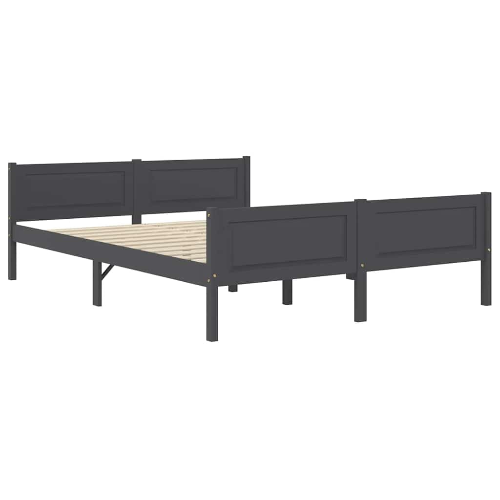 Massivholzbett Kiefer Grau 120x200 cm, Robustes Bettgestell Schlafzimmer Möbel mit Lattenrost, Langlebiges Plattformbett für Erwachsene, Modernes Design Wohnaccessoire