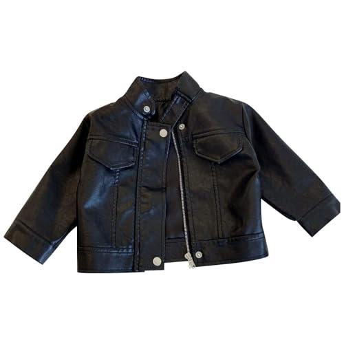 Toddler Kids Faux Leather Motorcycle Jacket Girls Boys Zip Up Streetwear Coat Fashion Cool 𝗛ip Hop (BK1, 3-4 Years)
