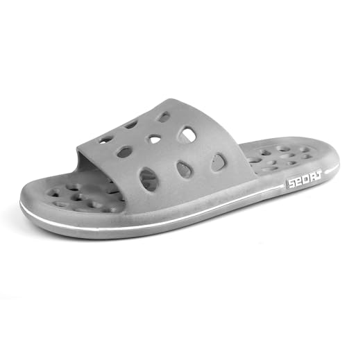 Image of weilonghyw Plus Size Mens Shower Shoes Quick-Drying Bathroom Slippers with Drainage Hole Non-Slip Gym Slides Arch Support Pool Shower Sandals for Dorms