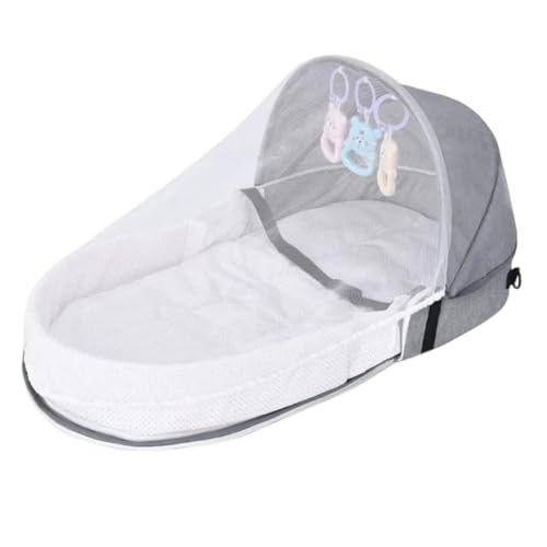 Cunas transpirables de lino algodón infantiles con mosquitera para hogar 2
