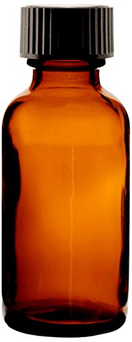 Premium Vials 1OBRADP0120-ZT 1 Oz (30 ml) Amber Boston Round Glass Bottle with Cap (Pack of 120)