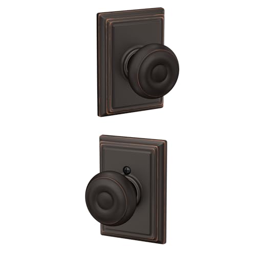 Image of Schlage F10 GEO 716 ADD Georgian Door Knob with Addison Trim, Hall & Closet Passage Lock, Aged Bronze