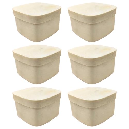 Acan Tradineur - Pack de 6 cajas de madera con tapa - Ideal para Almacenamiento de Joyas y decoración - 4 x 7 x7 cm
