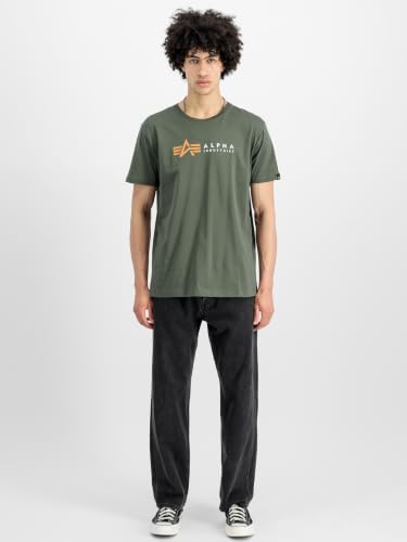 Alpha Industries Alpha Label T T-Shirt für Herren Dark Olive – Ansicht 3