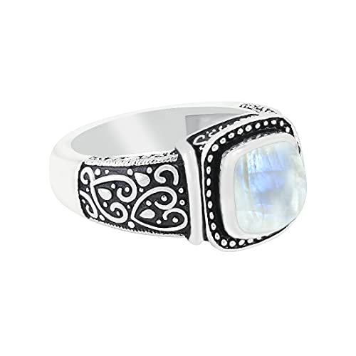 Natural Cushion Shape Gemstone 925 Silver Overlay Statement Ring for Women - Handmade Jewelry Gifts for Her Mom Wife Sister2