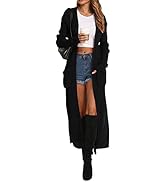 Womens Casual Long Sleeve Split Open Cardigan Knit Long Cardigan Sweaters with Pockets Fall Fashi...