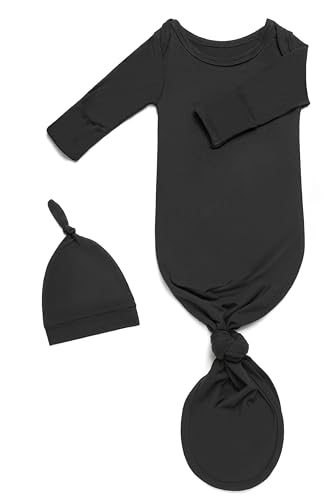 Image of Baby Noah Newborn Knotted Gown for Boy Girls, Newborn Coming Home From Hospital Outfit, Baby Tie Gown Nightgown