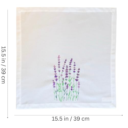 Servilletas de Tela Bordadas de Lavanda Set de 4 Algodón Lino miniatura 5