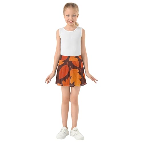 Joisal Girls Skorts Athletic Shorts Autumn Leaves Dark Orange Toddler Tennis Skirts Toddler Little Girl 3t3