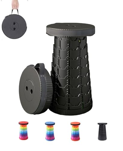 STAWGRNY 折りたたみ椅子 伸縮式 アウトドアチェア 折り畳み式 キャンプ椅子 キャンプスツール 軽量 防水 持ち手付き 持ち運び便利 1秒開閉可能 耐荷重150KG 釣り/観戦/花火大会/屋内/屋外用 (ブラック)