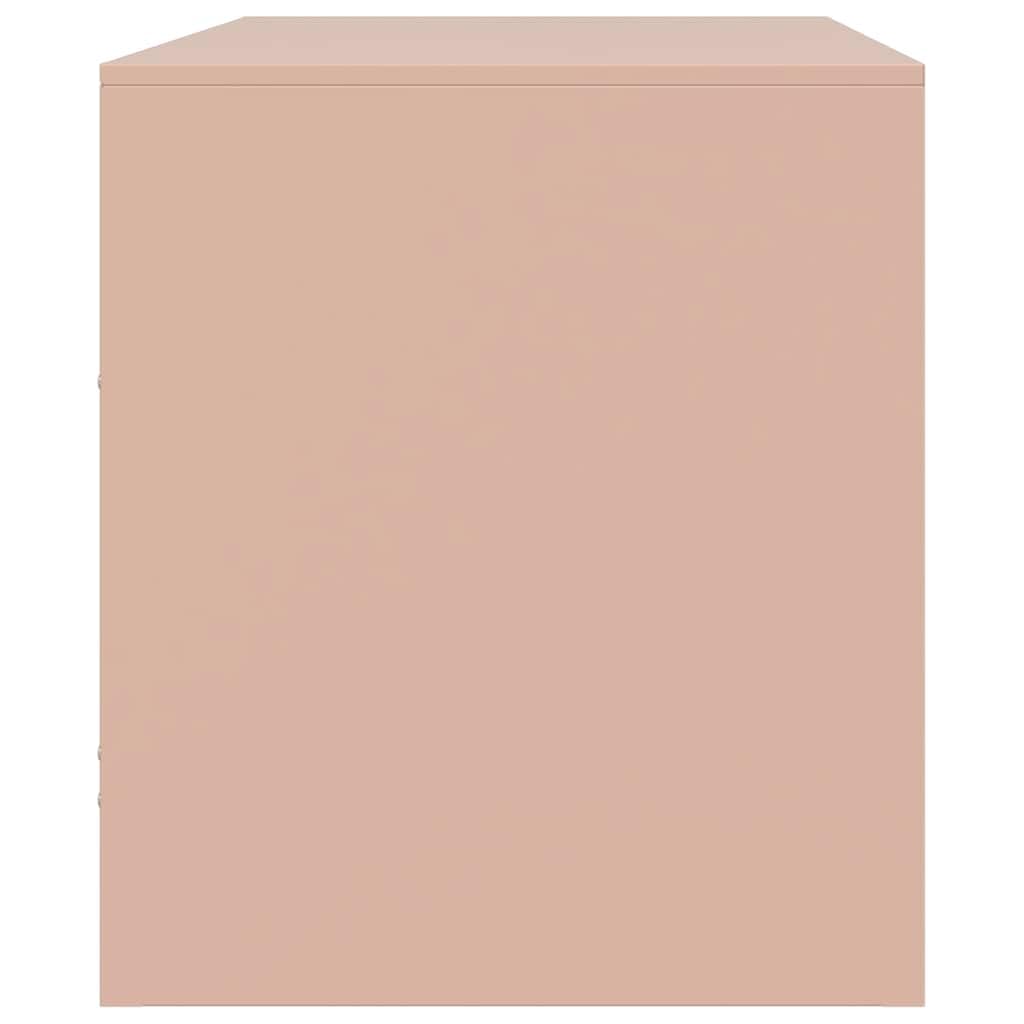 Hothingwell TV-Möbel, Rosa, 67 x 39 x 44 cm, Stahl, Kaltlaminat | Zeitschriftenablage und Fernbedienungen, 2 Griffe, einfache Reinigung mit feuchtem Tuch