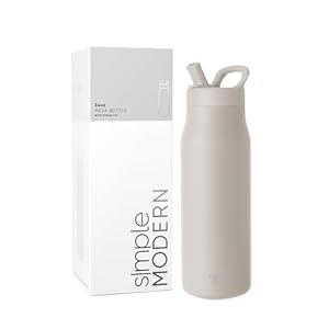 Simple Modern Water Bottle with Straw lid | Insulated Stainless Steel Thermos | Reusable Travel Water Bottles for Gym & Sports | Leak Proof & BPA Free | Mesa Collection | 34oz, Almond Birch