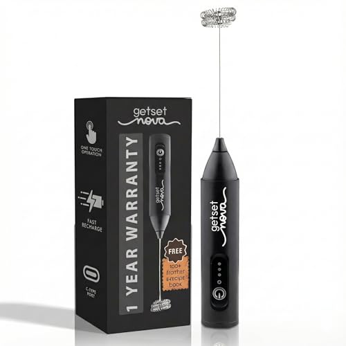 Coffee Frother Electric Rechargeable Coffee Maker Machine for Home Electric Coffee Frother Machine & Milk Whisker with Dual Spring Tech GetSetNova | 1...