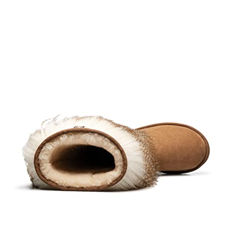 AUMU Women's Faux Fur Boot Furry Fluffy Short Snow Boot Sheep Insole4