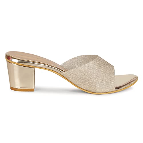 Smart & Sleek Women's Sequins Block Heels Fashion Sandals for Women & Girls latest Collection & stylish Comfortable-AB34