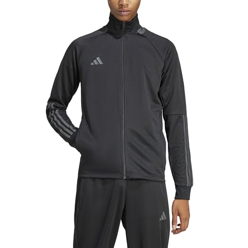 adidas Men's Sereno Cut 3-Stripes Slim Track Jacket Sweatshirt, Black/Grey, S